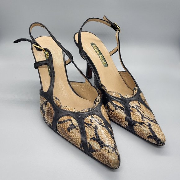 Mario Nardi Snakeskin Print Slingback Pumps - Picture 15 of 15